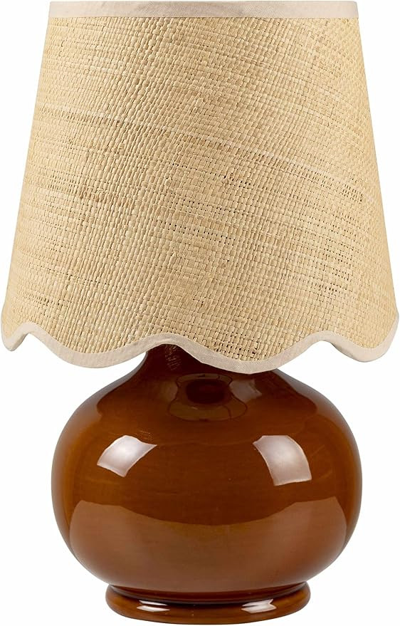 Theisseil Boho Ceramic and Jute Bedside Table Lamp for Bedroom Nightstand - End Side Lighting for... | Amazon (US)