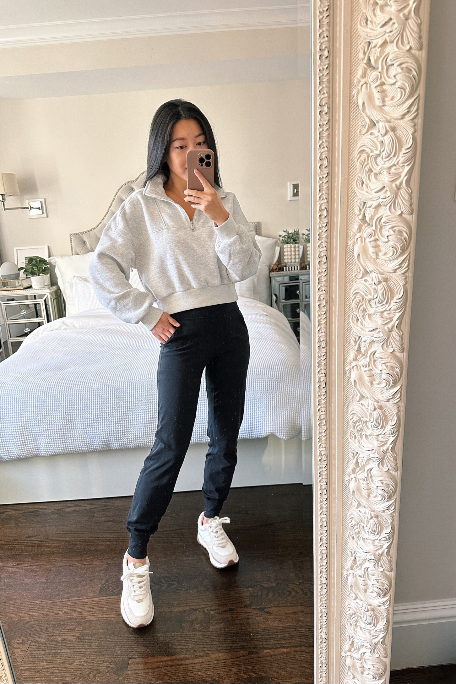 cozy petite friendly athleisure // cropped quarter zip sweatshirt + joggers perfect comfortable travel outfit 

•Abercrombie semi-cropped quarter zip pullover xxs. Love the fit but In hindsight I also could’ve sized up to xs for an even more relaxed fit. 
•lululemon super soft align joggers sz 2, 28” inseam
•Madewell sneakers 5H

#petite

#LTKSeasonal #LTKtravel #LTKfit