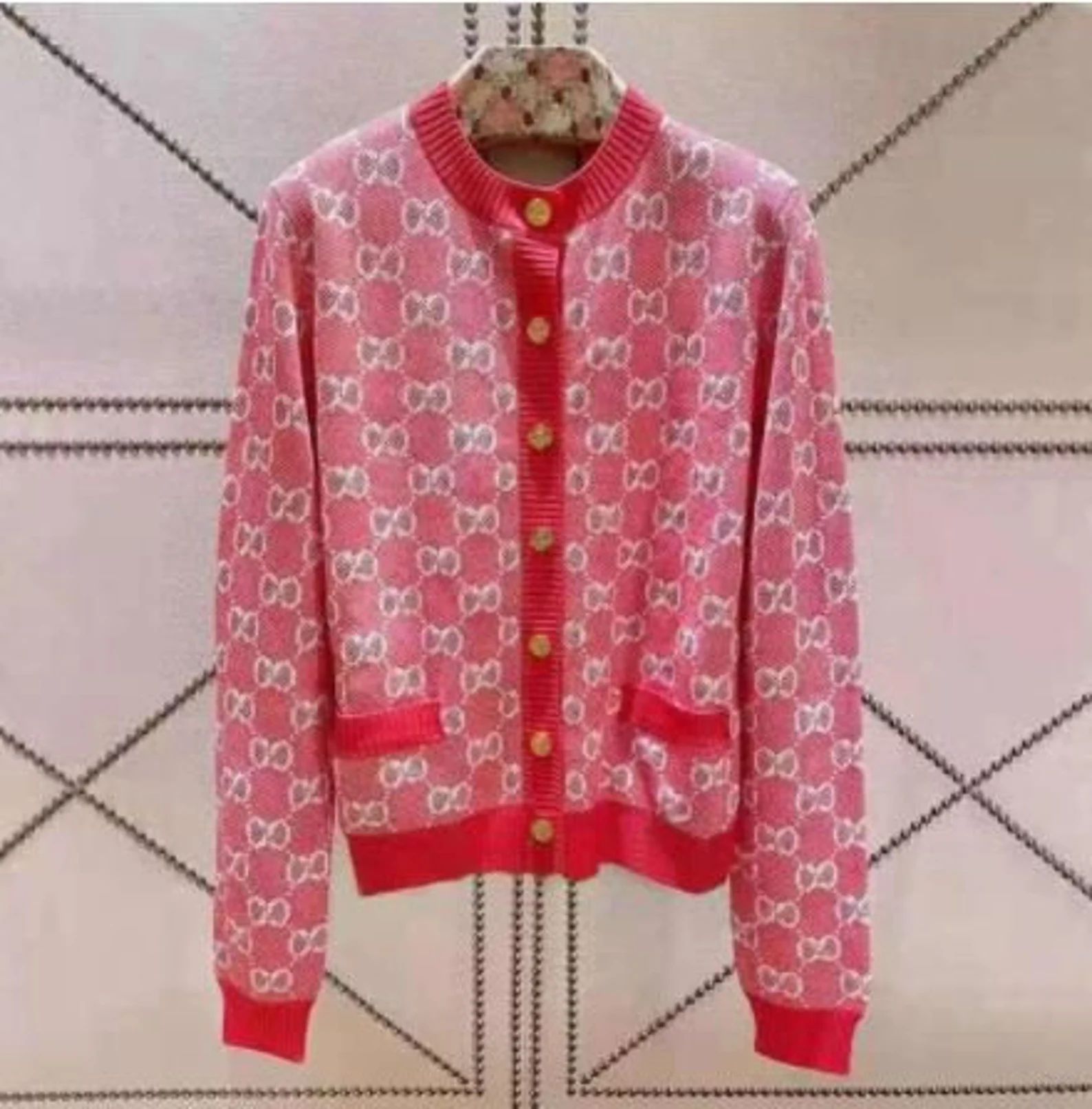 Opal Vintage Fashion Ladies Diamond Geometric Stripe Print Knitted Jumper Sweater Top Pink Gold B... | Etsy (US)