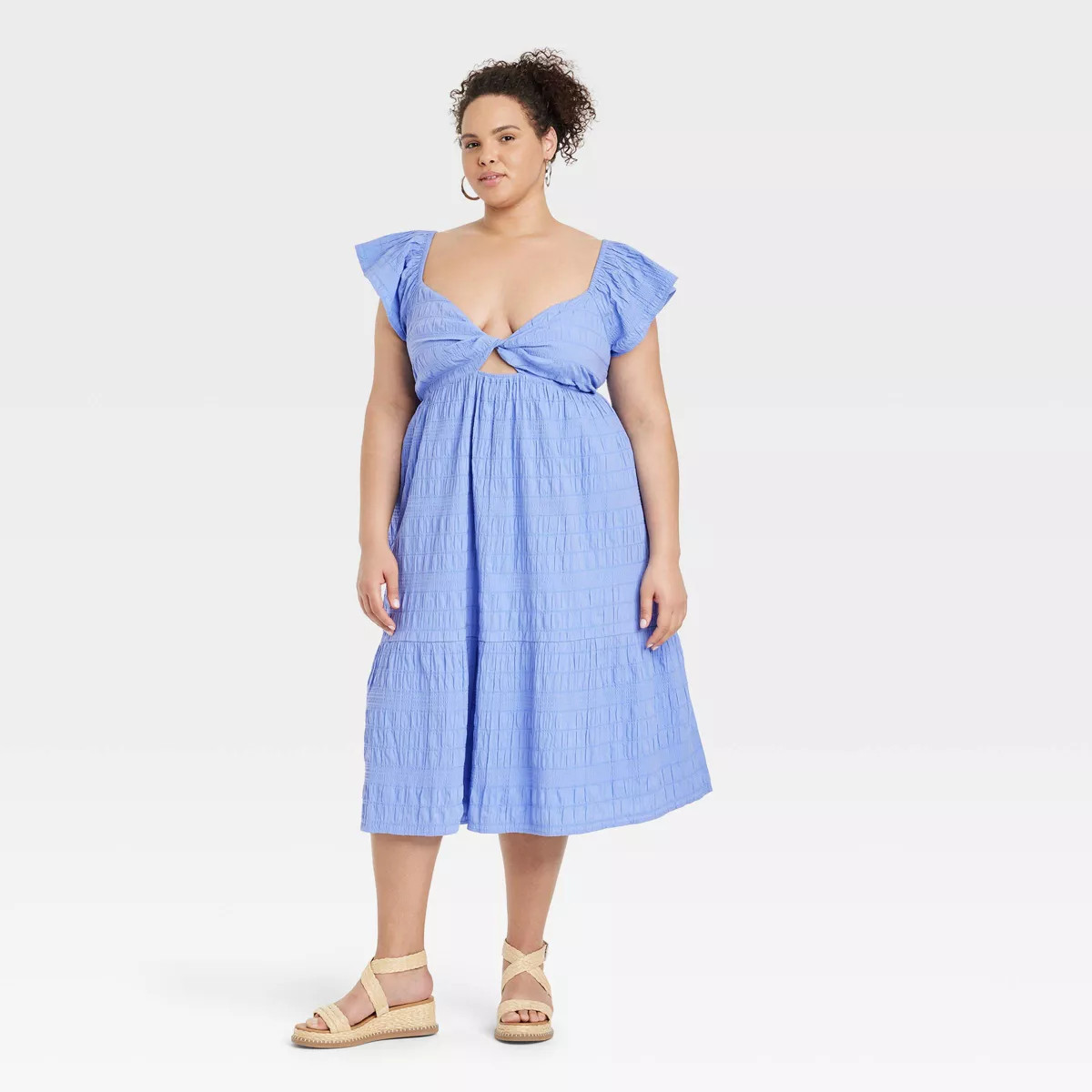Women's Flutter Short Sleeve Midi A-Line Dress - Universal Thread™ | Target