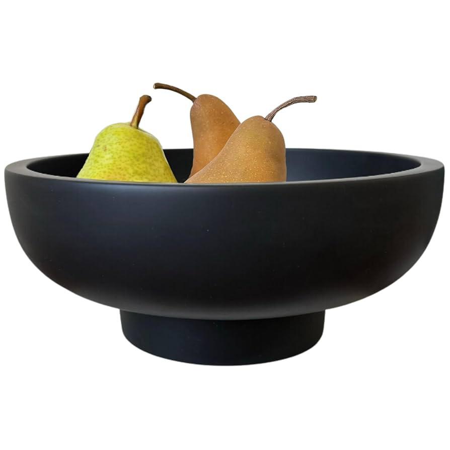 OAKOA Concrete Black Decorative Bowl for Home Decor - Black Fruit Bowl - Modern Pedestal Coffee T... | Amazon (US)
