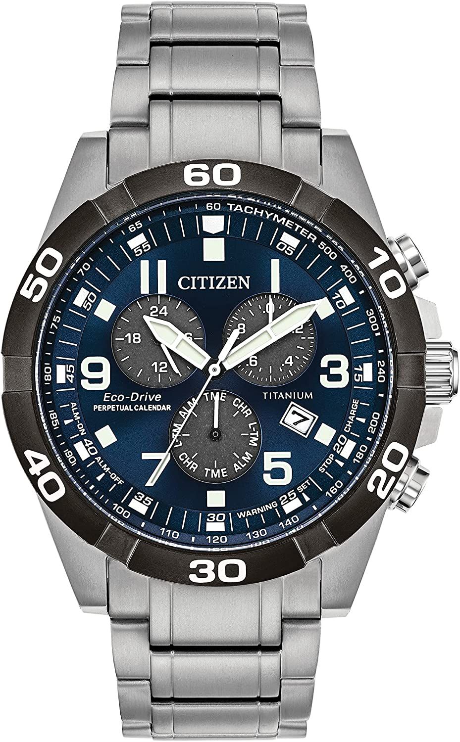 Citizen Men's Sport Casual Brycen Eco-Drive Chronograph Watch, Super Titanium®, Perpetual Calend... | Amazon (US)