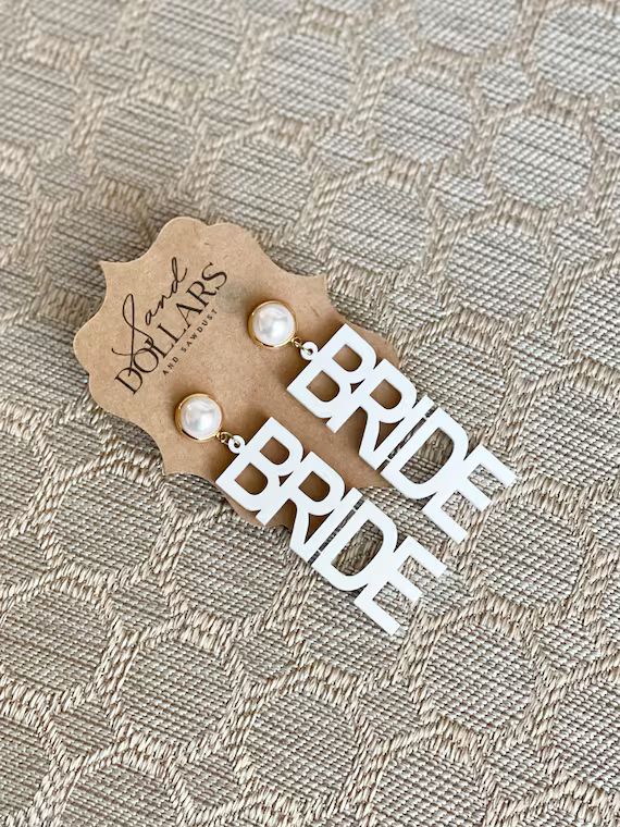 Bride Earrings  Mrs Pearl Earing  Bridal Shower  Gift for - Etsy | Etsy (US)