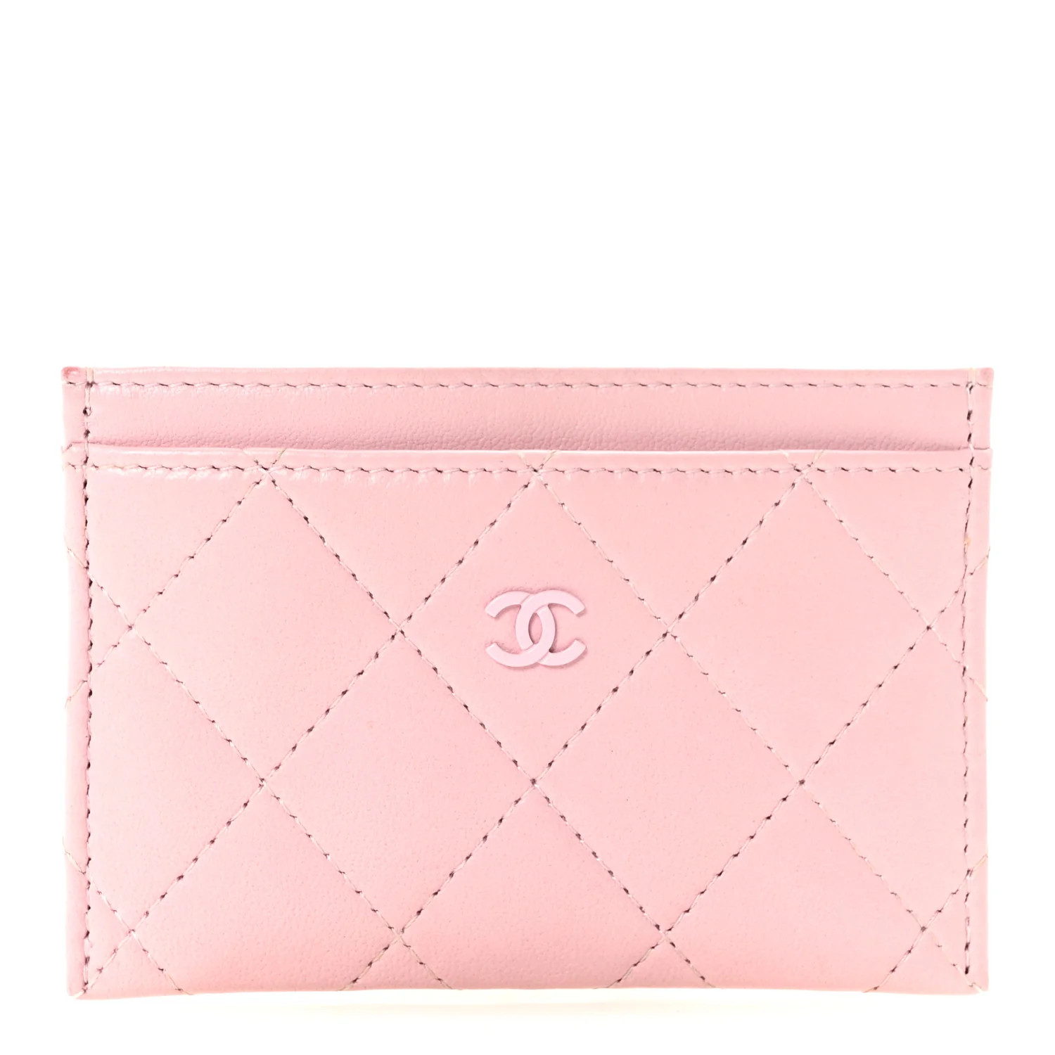 Calfskin Quilted Card Holder Light Pink | FASHIONPHILE (US)