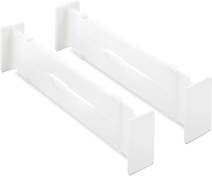 Whitmor Adjustable Organizers Drawer Dividers, Set of 2, White | Amazon (US)