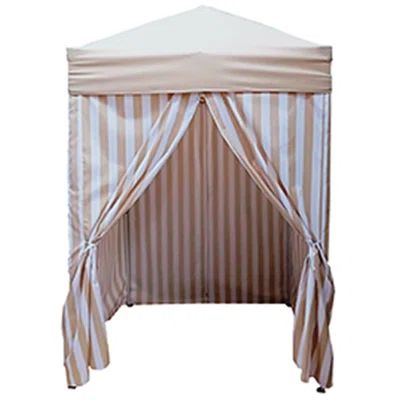 Stripe Pool Cabana 5 Ft. W x 5 Ft. D Steel Pop-Up Canopy LB International Roof Color: Tan | Wayfair North America