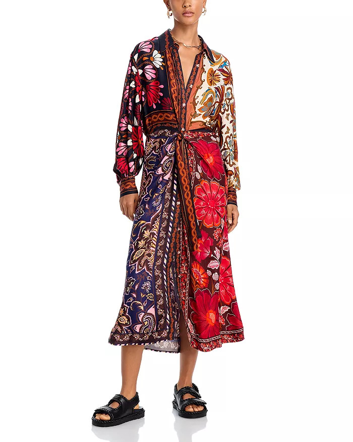 Miranda Mixed Printed Button Front Midi Dress | Bloomingdale's (US)