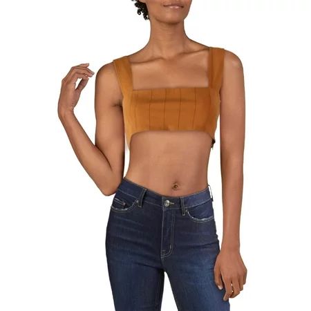 Danielle Bernstein Womens Cropped Pinstriped Tank Top Tan 12 | Walmart (US)