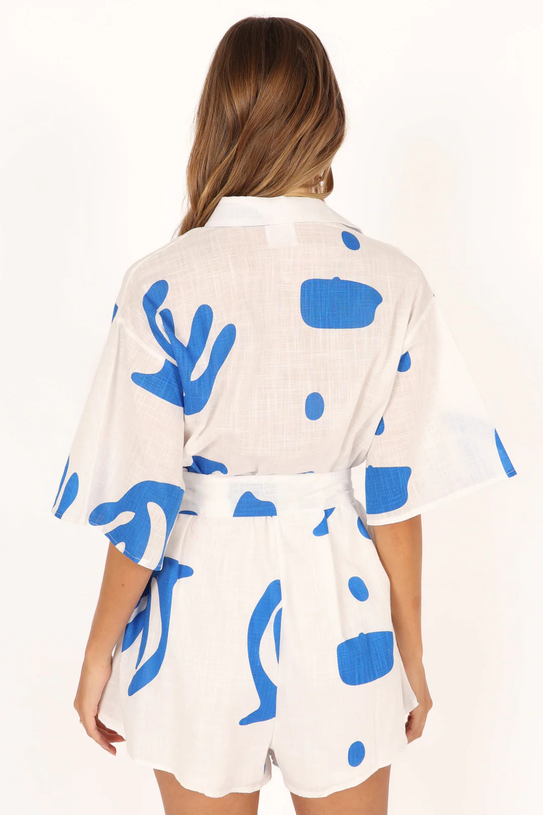 Kellie Romper - White/Blue | Petal & Pup (US)