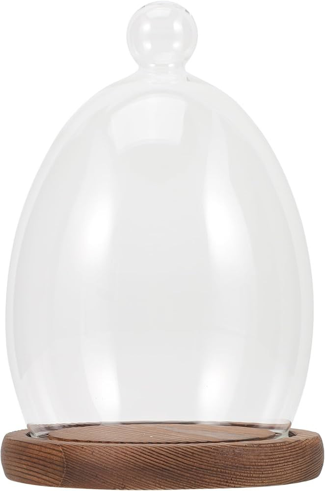 Abaodam Glass Display Dome Cloche Glass Dome Cloche with Wooden Base Glass Cloche Bell Jar Displa... | Amazon (US)