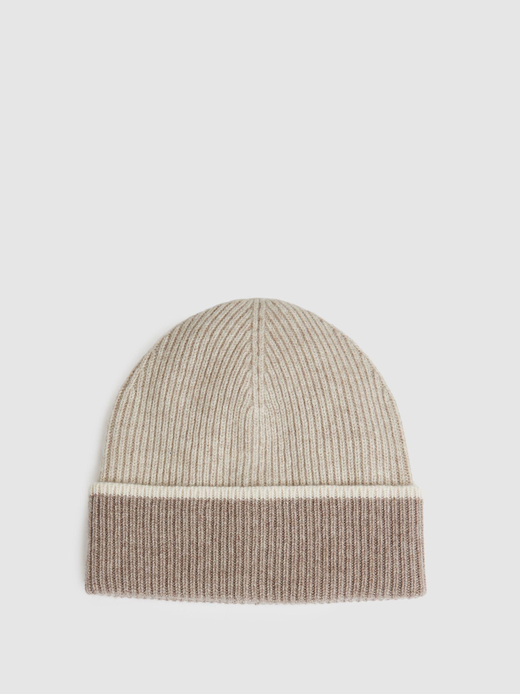 Wool-Blend Tipped Beanie in Taupe | Reiss DE