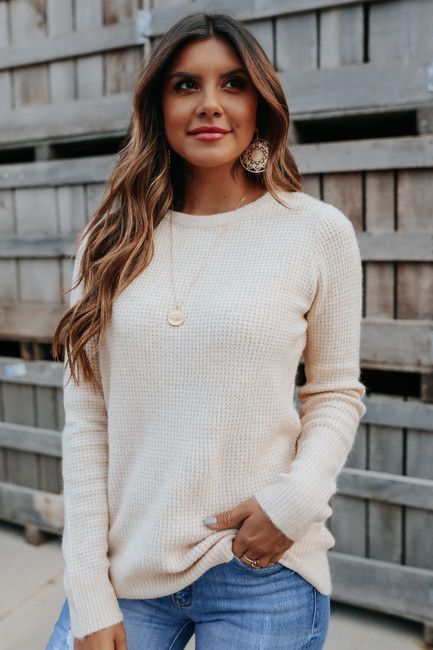 Autumn Glow Brushed Oatmeal Waffle Sweater | Magnolia Boutique