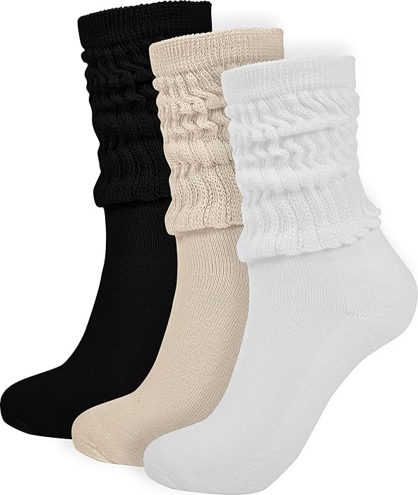 Crew Slouch Socks Women - Retro Scrunch Short Sock - Soft Solid Ankle Socks - Gifts for Womens Si... | Amazon (US)