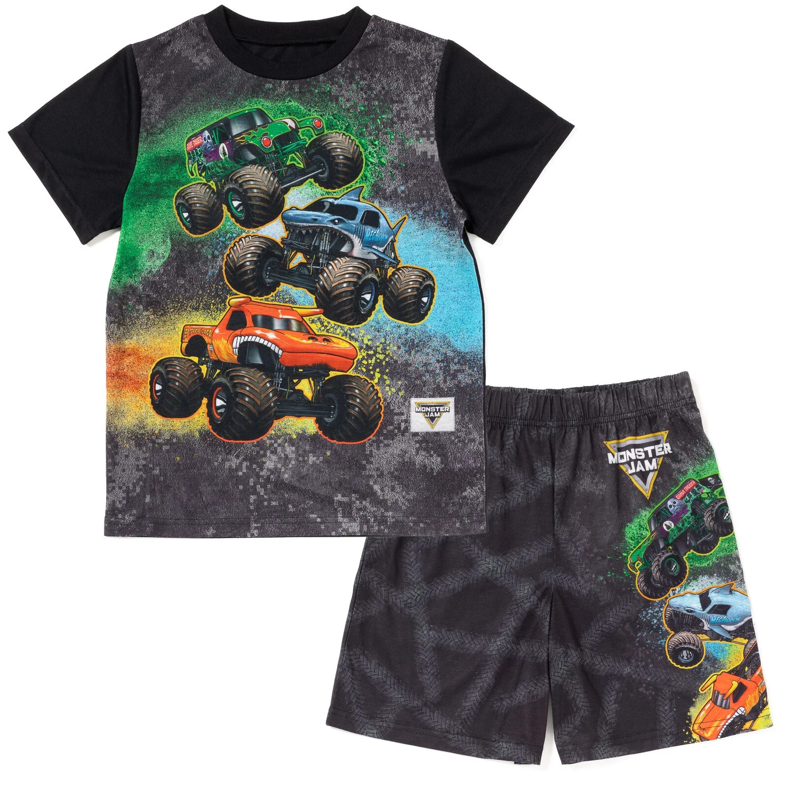 Monster Jam Grave Digger El Toro Loco Megalodon Pullover Pajama Shirt and Shorts Sleep Set Toddle... | Walmart (US)