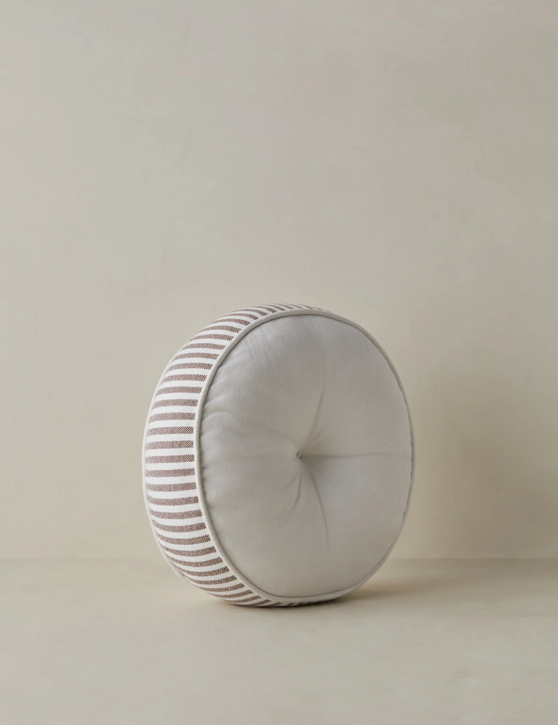 Littu Indoor / Outdoor Striped Disc Pillow by Sarah Sherman Samuel, Brown | Lulu and Georgia 