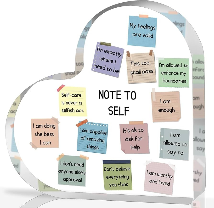 Note to Self Motivational Decor - Office Acrylic Heart Gift Therapy Mental Health Print Decoratio... | Amazon (US)