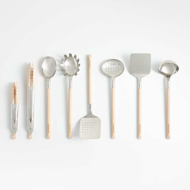 Crate & Barrel Beechwood and Stainless Steel Utensils | Crate & Barrel | Crate & Barrel