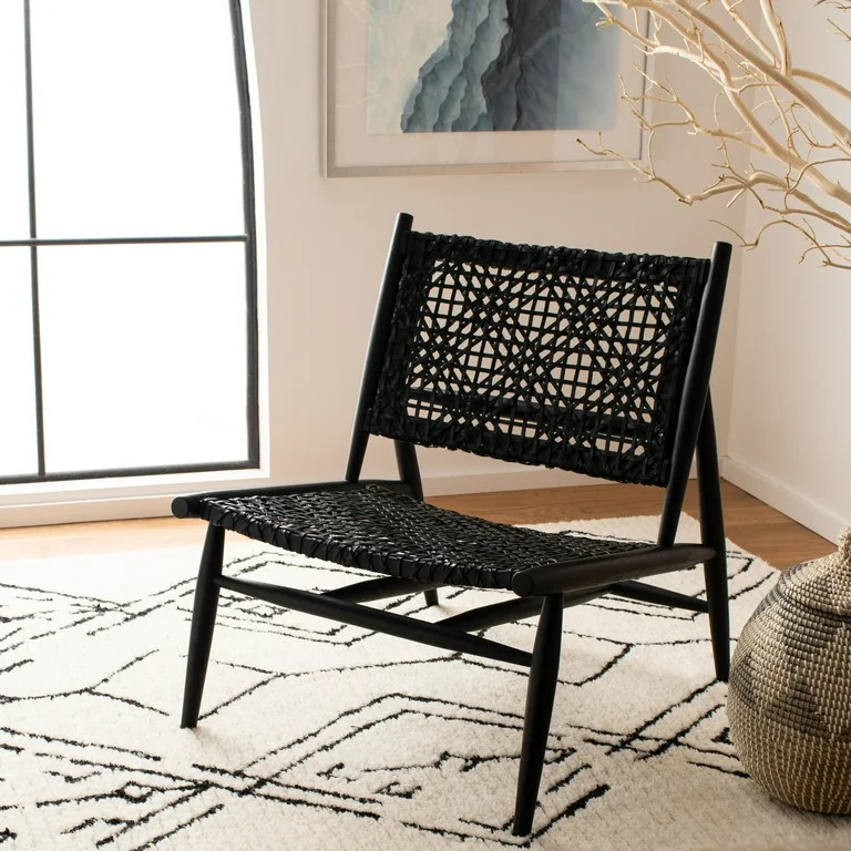 Safavieh Bandelier Leather Weave Nautical Accent Chair, Black | Walmart (US)