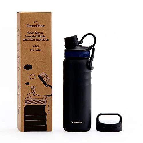 Grandties 24oz Travel Water Bottle - Wide Mouth Vacuum Insulated Water Bottle with Two Style Lids... | Walmart (US)