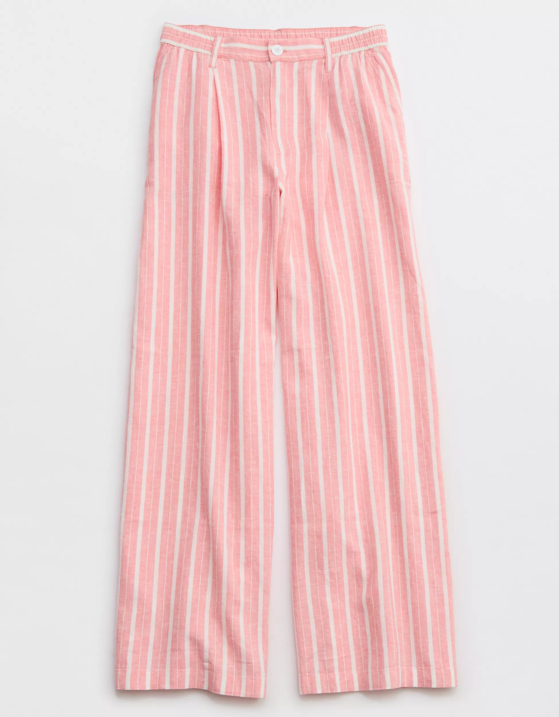 Aerie Pool-To-Party Linen Blend High Waisted Trouser | Aerie