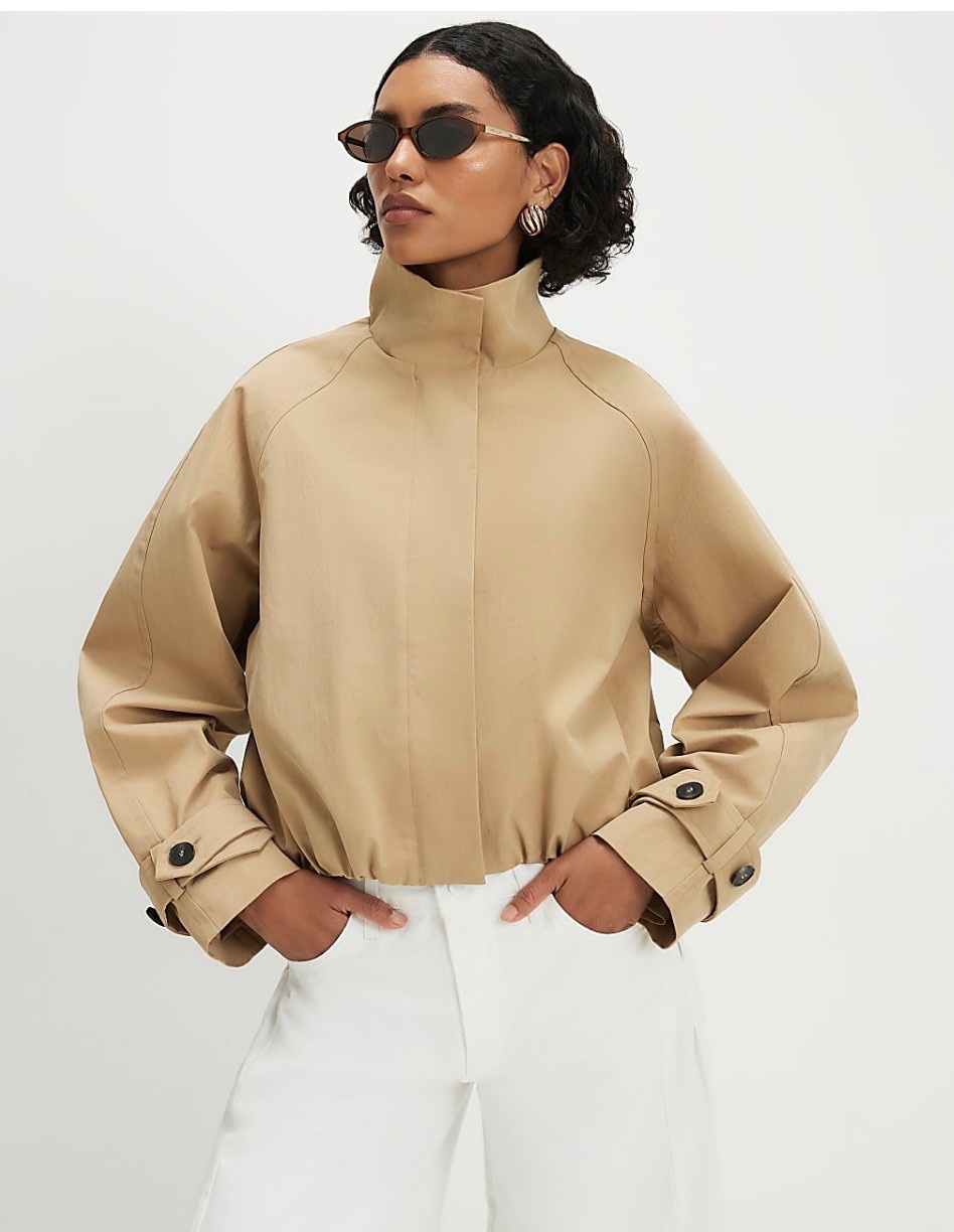 Funnel neck trench jacket 🧥 

River island, spring summer, dropped jacket 

#LTKuk #LTKspring