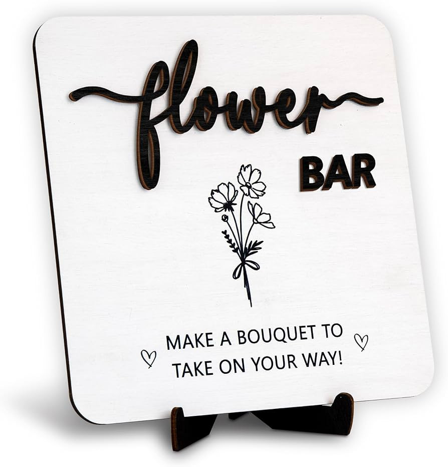Wooden Flower Bar Sign Bridal Shower Decor - Bloom Bar Sign Wedding Accessories For Reception, Bl... | Amazon (US)