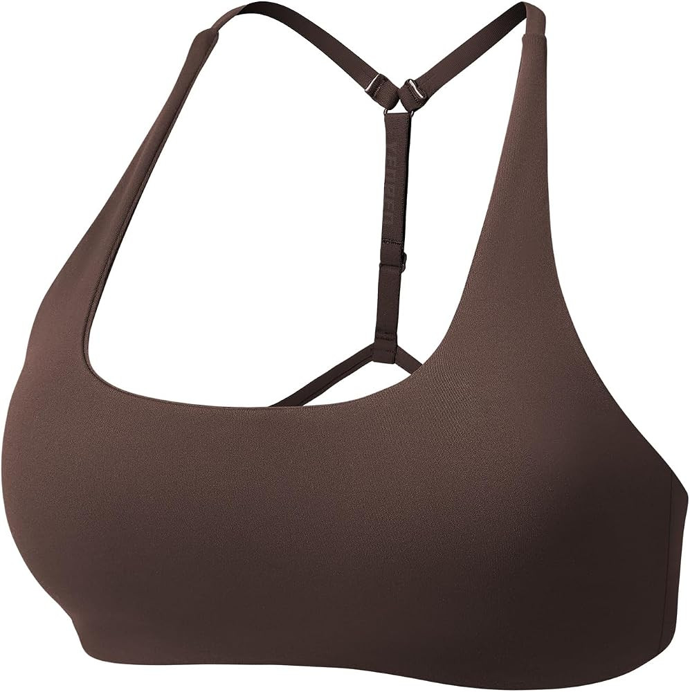 YEOREO T-Back Strappy Workout Sports Bra Adjustable Gym Spaghetti Backless Yoga Bra for Women | Amazon (US)