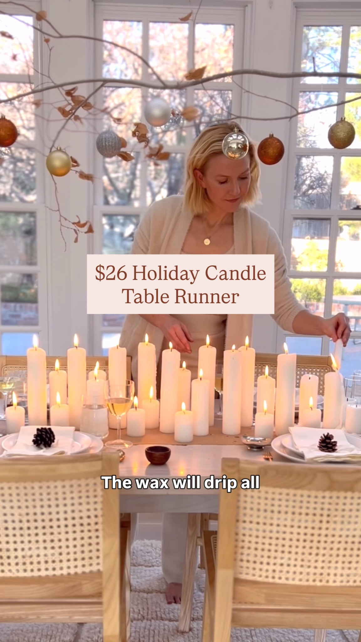 The easiest, most magical holiday centerpiece! A set of pillar candles in 3 heights is so affordable, just arrange them atop a runner made from butcher paper to protect your table. I’ve used the same candle set three years in a row making the cost each year under $30! #holidaydecor #holidayentertaining #holidaydiy

#LTKHoliday #LTKHome #LTKFindsUnder50