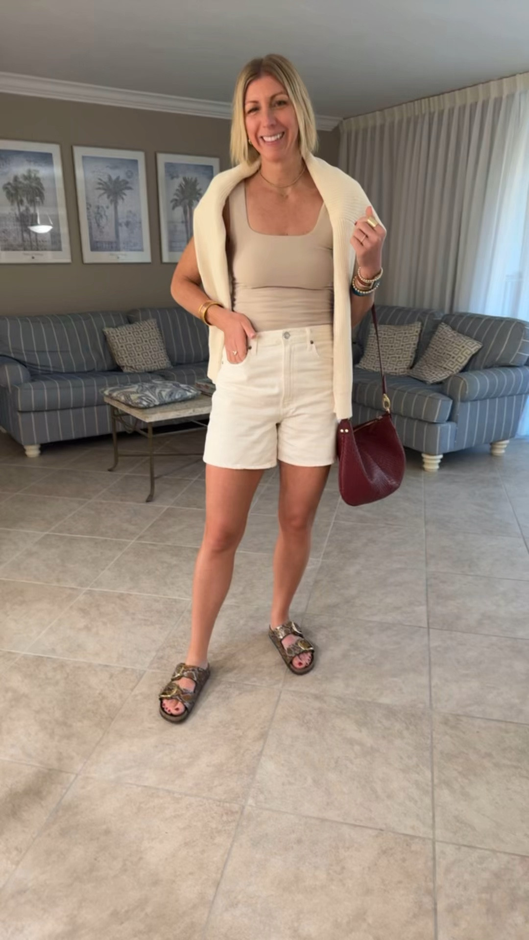 Vacation wear…I like to pack amazing basics and neutral colors that I can wear and pair lots of different ways, including these off-white denim shorts, comfy, basic tank, a lightweight layer and sandals 

#LTKOver40 #LTKWatchNow #LTKTravel