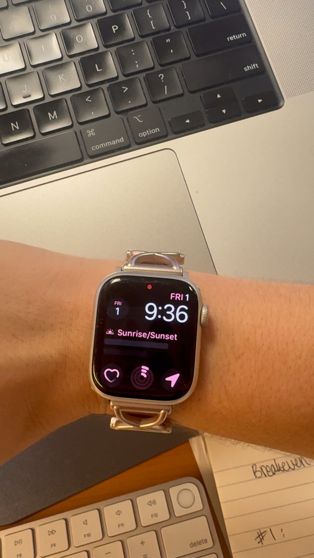 New watch band!!😍 Obsessed with the silver detailing on the sides for an elegant look and the thinner rubber band for workouts & elegance!☺️⌚️ #applewatch #watchband 

#LTKStyleTip #LTKActive