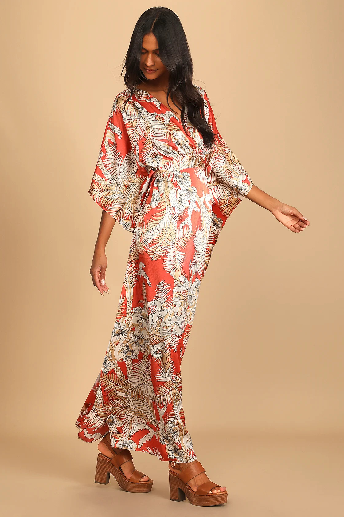 Take A Holiday Orange Tropical Print Maxi Dress | Lulus (US)