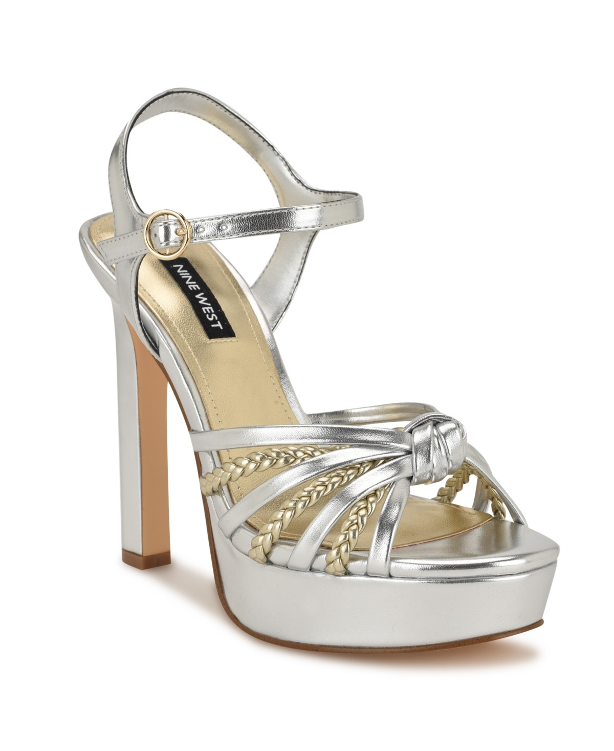 Nine West Women's Waser Strappy Platform Stiletto Sandals - Silver/Gold | Macy's