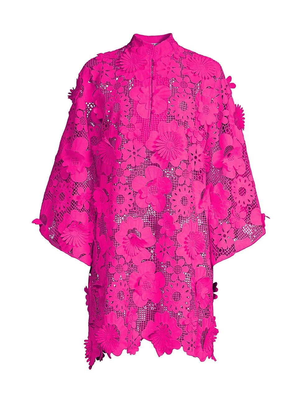 Women's Net & Floral Appliqué Caftan - Knockout Pink | Saks Fifth Avenue