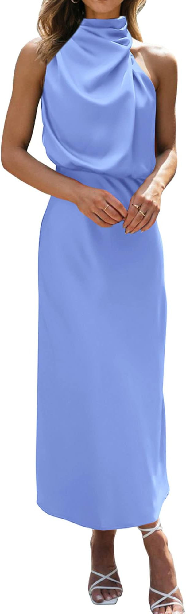 BTFBM Women's Sleeveless Cocktail Dresses Mock Neck Keyhole Elastic High Waist Wedding Guest Even... | Amazon (US)