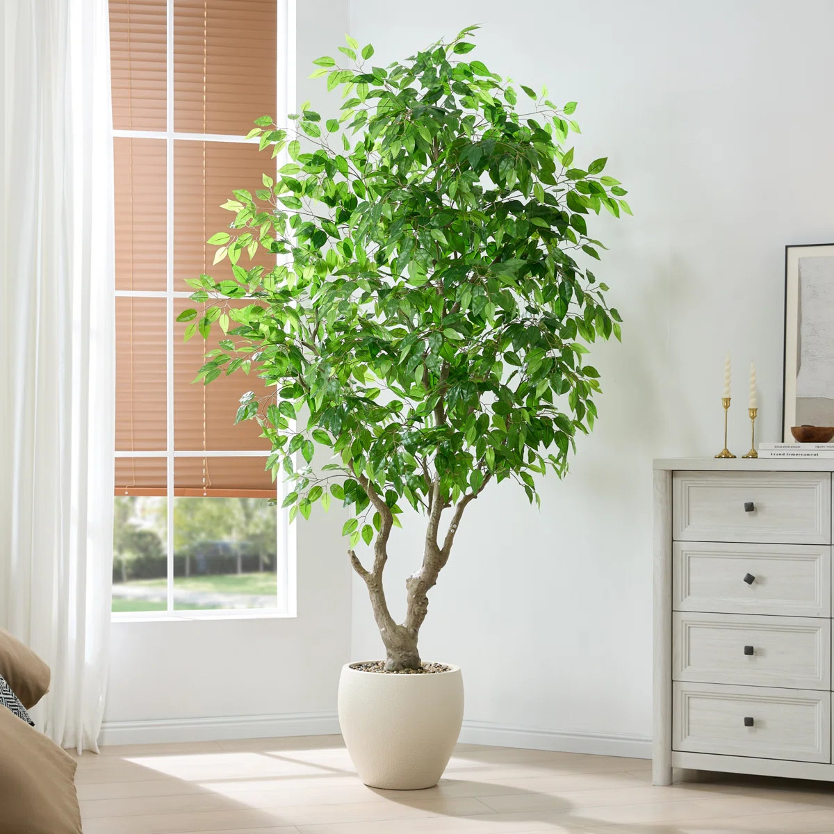 8 FT Luxury Artificial Banyan Tree, Tall Faux Ficus Tree With Sturdy Planter, Extra Lush and 5-mi... | Wayfair North America