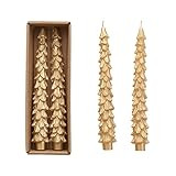 Creative Co-Op Unscented Tree Shaped Taper Candles, Gold, Boxed Set of 2 | Amazon (US)