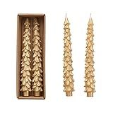 Creative Co-Op Unscented Tree Shaped Taper Candles, Gold, Boxed Set of 2 | Amazon (US)