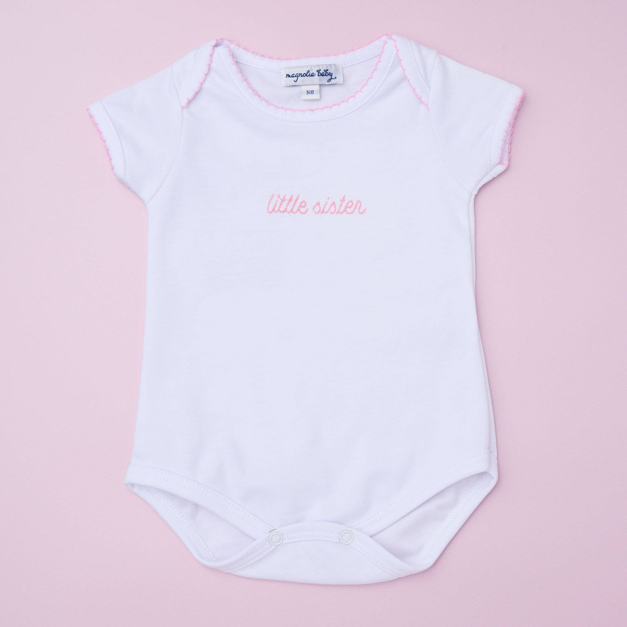 Little Sister Embroidered Short Sleeve Bodysuit | Persnickety