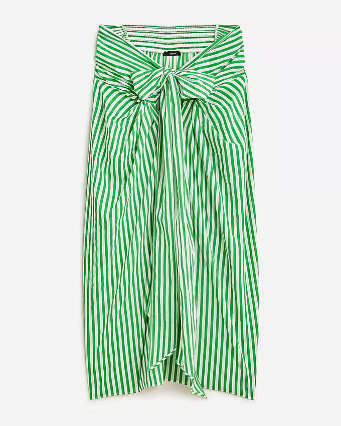 Draped sarong skirt in green stripe | J. Crew US