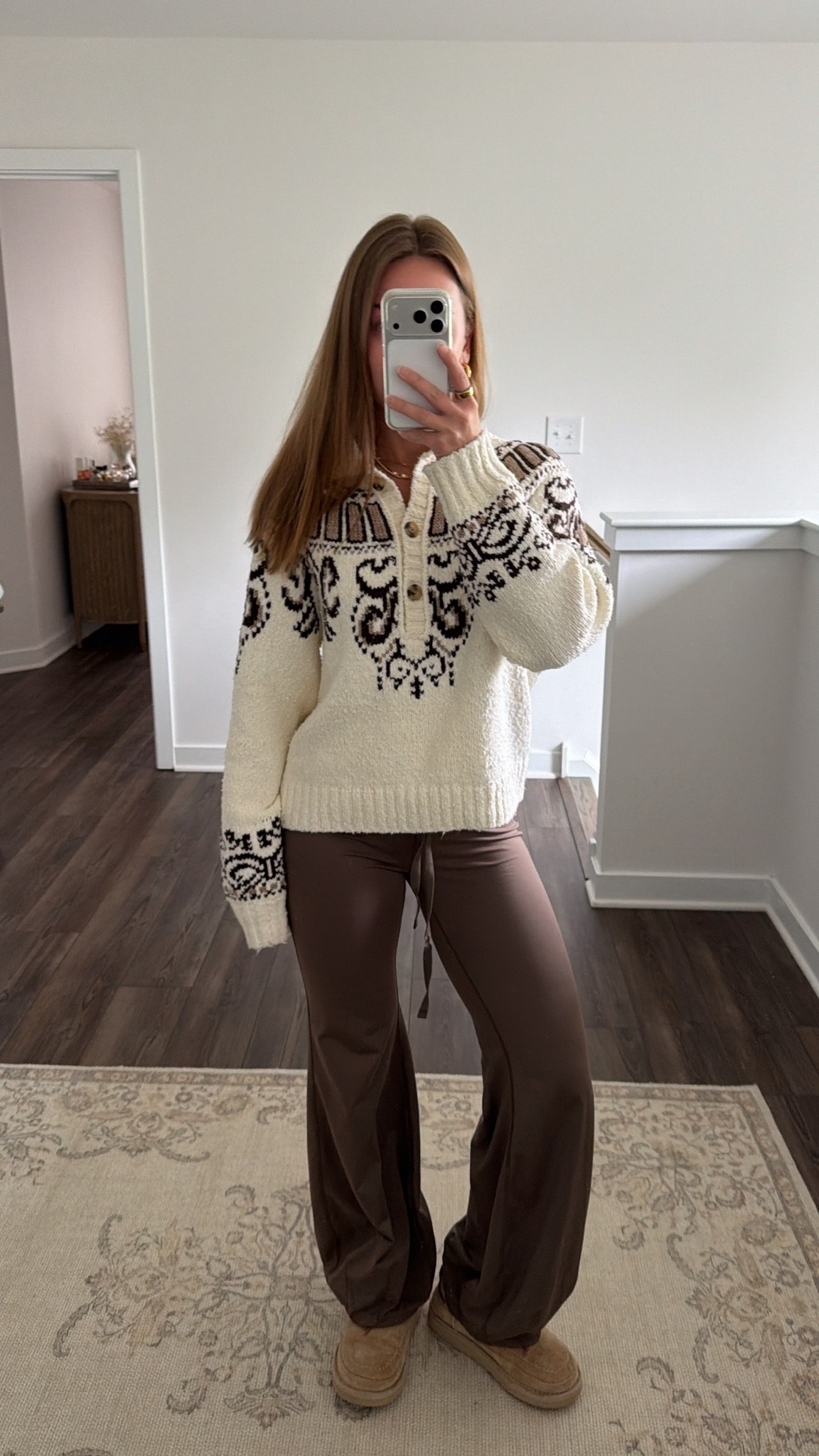 10/5/26 Cozy Fall Lounge Outfit 🤎

My ideal cozy fall-at-home outfit 🤎 Wearing this @Anthropologie sweater I’m obsessed with (S) + my @FreePeople  Movement bubble pants (XS) that I now own in multiple colors because they’re THAT good.
Comfy enough for lounging but still cute enough to leave the house in 🍂☕️ Linking both here!