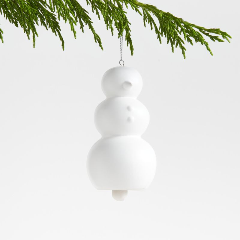 White Porcelain Bell Snowman Christmas Tree Ornament + Reviews | Crate & Barrel | Crate & Barrel