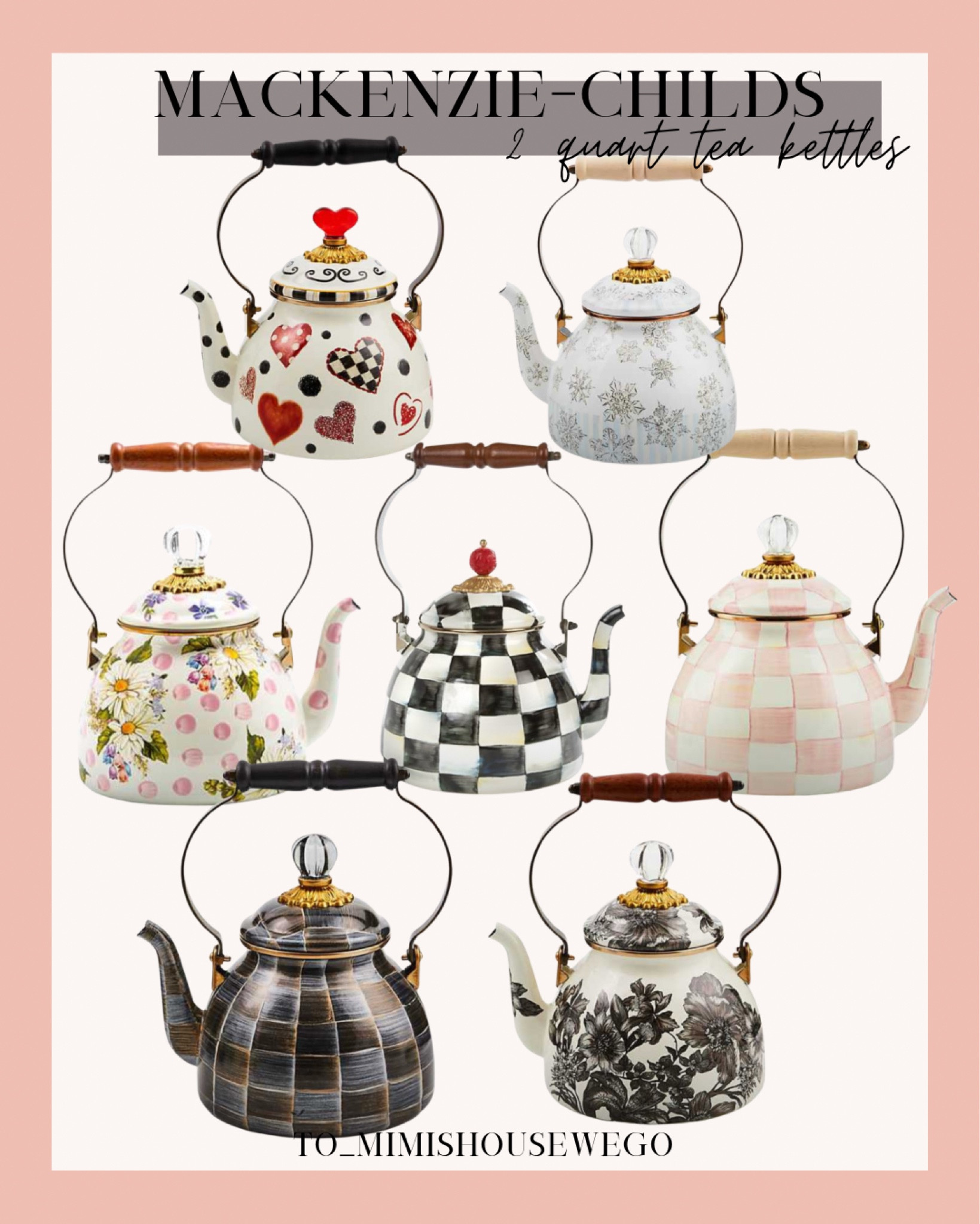 Mackenzie-Child 2 quart Tea Kettles