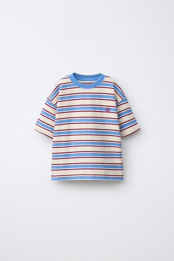 EMBROIDERED STRIPED LOGO T-SHIRT | Zara US