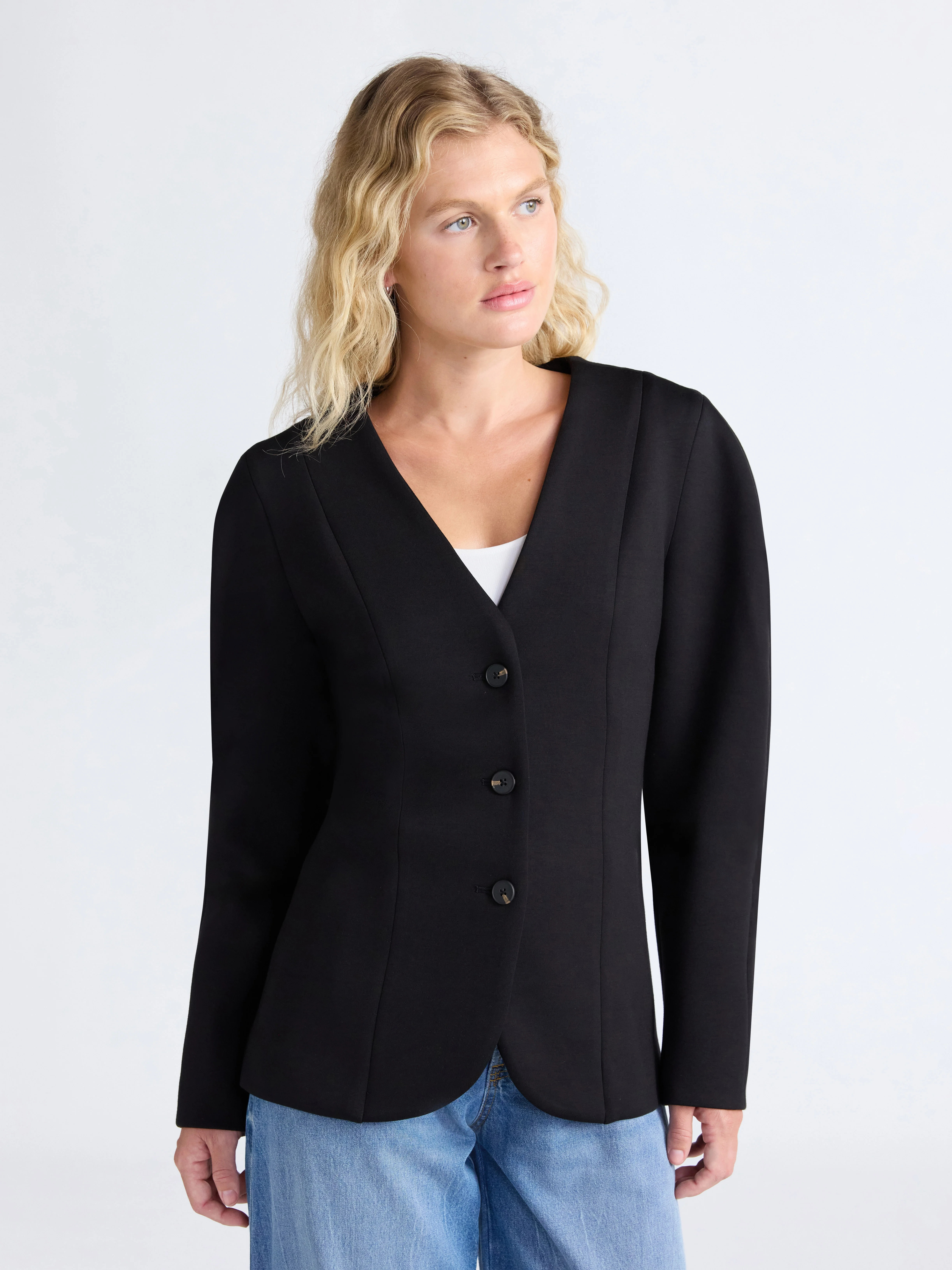 Scoop Women’s Scubaknit Barrel Sleeve Blazer, Midweight, Sizes XS-XXL | Walmart (US)