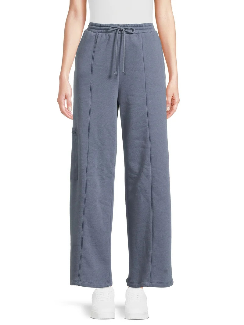 Self Esteem Juniors Wide Leg Fleece Cargo Pants, Sizes XS-XL | Walmart (US)