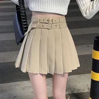 High Rise Buckled Rise Mini Pleated Skirt | YesStyle Global