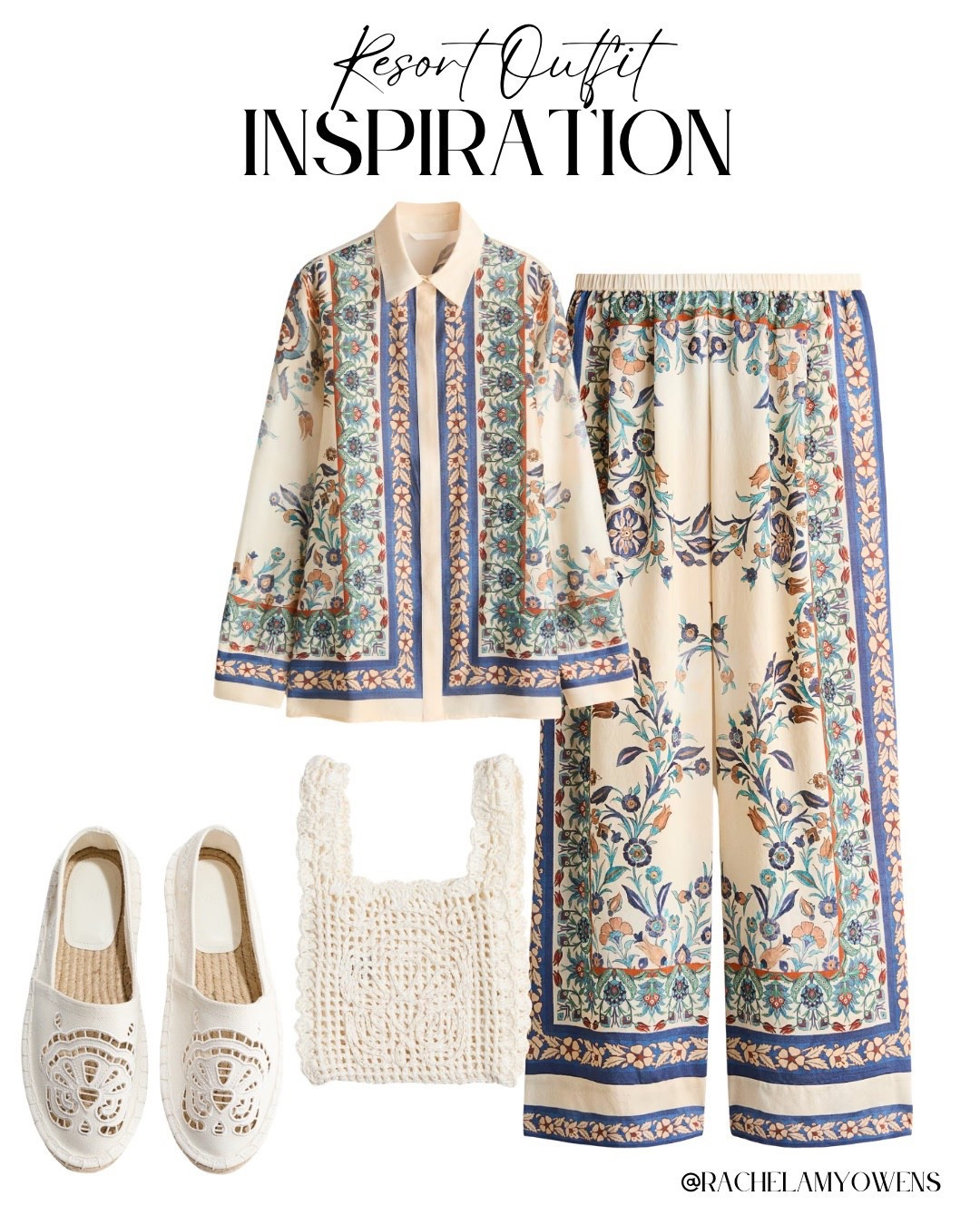 Resort Outfit Inspiration

Get ready for paradise with this stunning printed set! 🌴
I am obsessed with the intricate patterns and the breezy, relaxed fit of these matching pieces. Pairing them with white crochet details and laser-cut espadrilles creates the ultimate effortless resort look. ☀️🌊

#resortwear #vacationstyle #springoutfit #vacationootd #bohochic #summerstyle #travelwardrobe #effortlesschic

#LTKSeasonal #LTKootd #LTKTravel