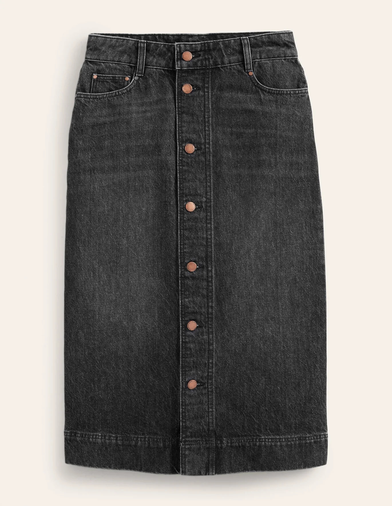 Straight Denim Midi Skirt - Black | Boden US | Boden (US)