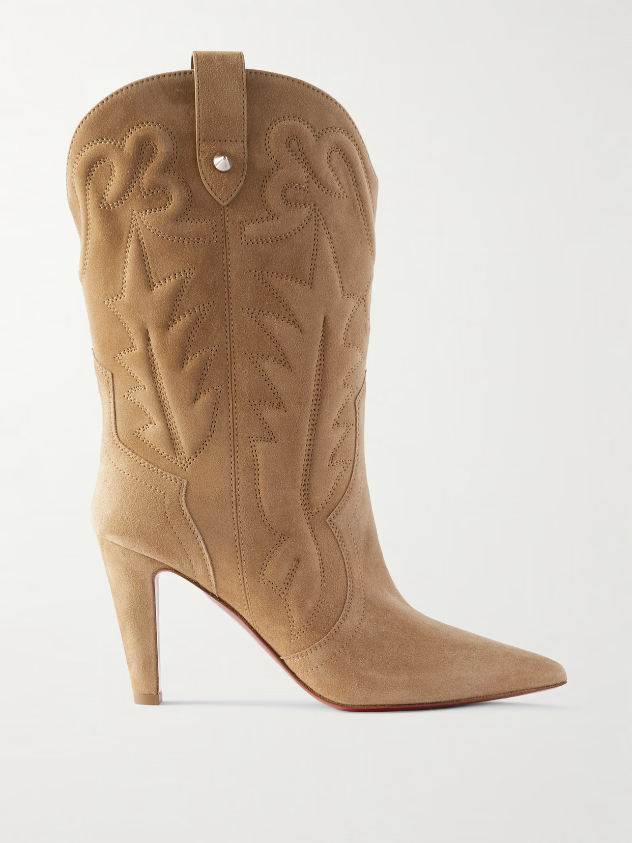 Christian Louboutin - Santiabooty 85 Suede Knee Boots - Neutrals | NET-A-PORTER (US)
