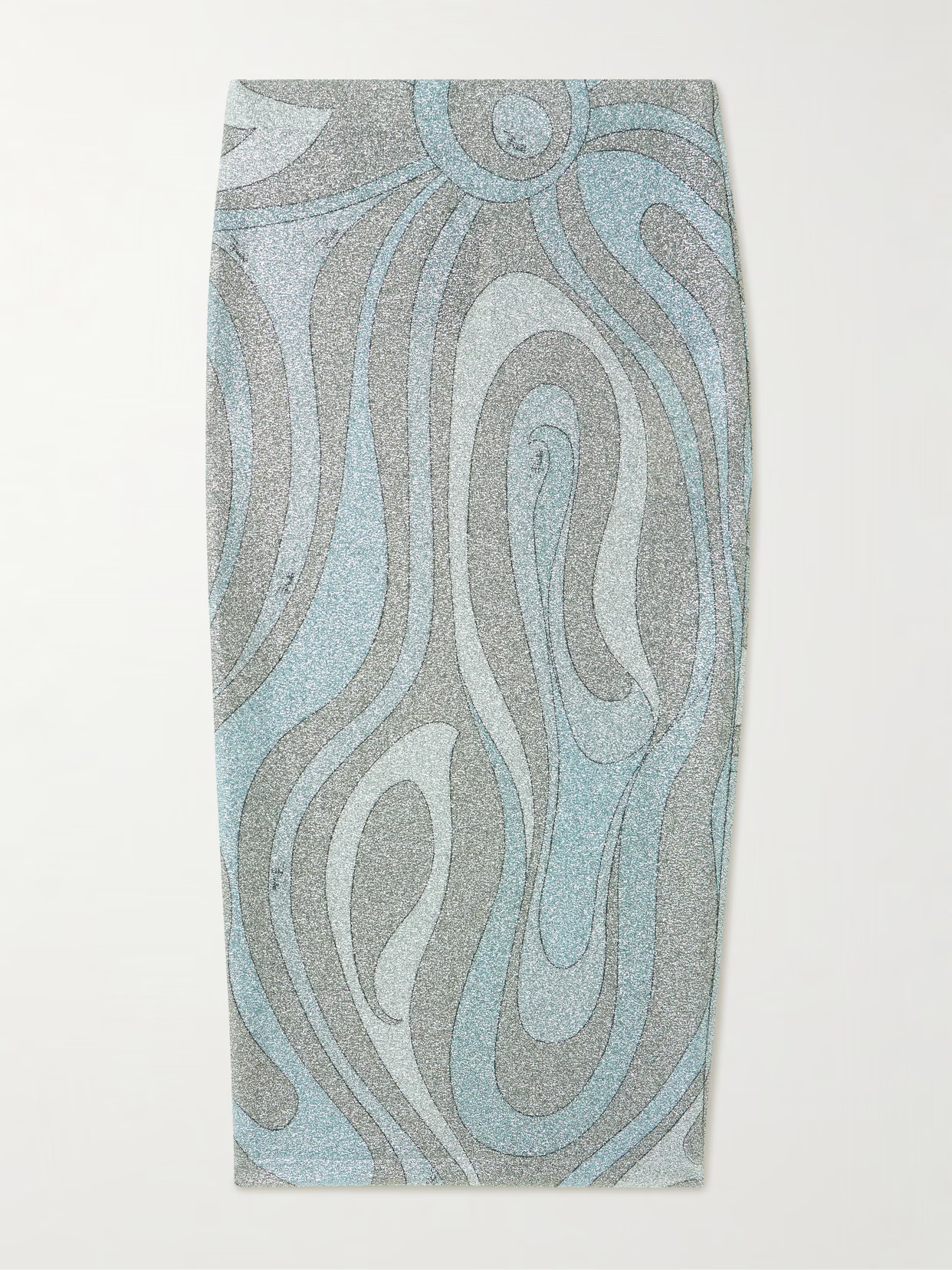 PUCCI - Printed Metallic Jersey Midi Skirt - Silver | NET-A-PORTER (US)
